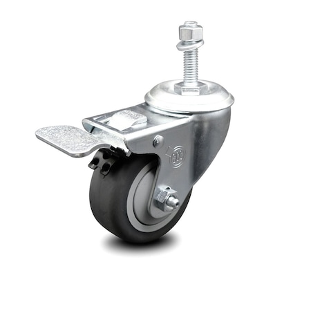 Service Caster 3.5 Inch Thermoplastic Rubber Swivel 10mm Stem Caster with Total Lock Brake SCC-TSTTL20S3514-TPRB-M1015